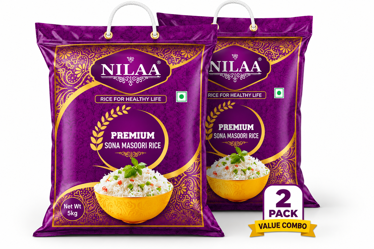 Nilaa Premium Sona Masoori Rice (Raw) - 10Kg
