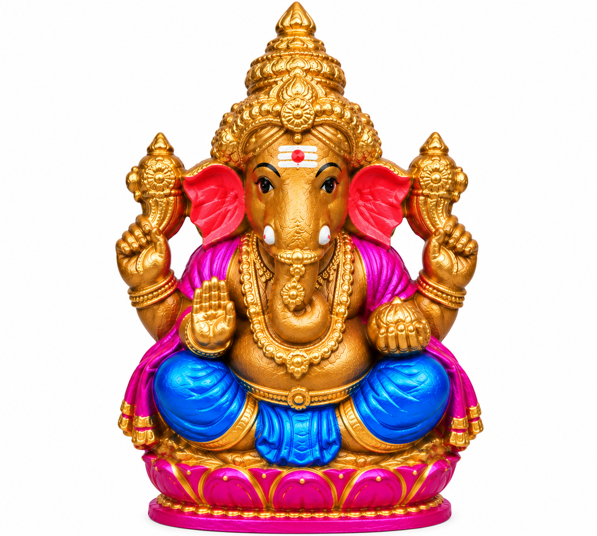 Traditional Full Clay with color Vinayagar Statue for Pooja – 8Inch, 11 Inch & 12 Inch