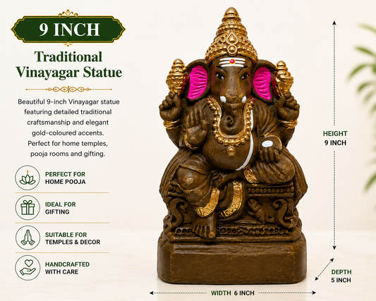 Traditional Vinayagar Statue for Pooja – 6 Inch, 9 Inch & 12 Inch