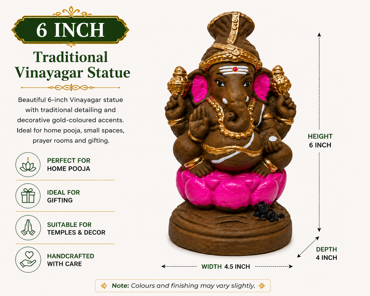 Traditional Vinayagar Statue for Pooja – 6 Inch, 9 Inch & 12 Inch