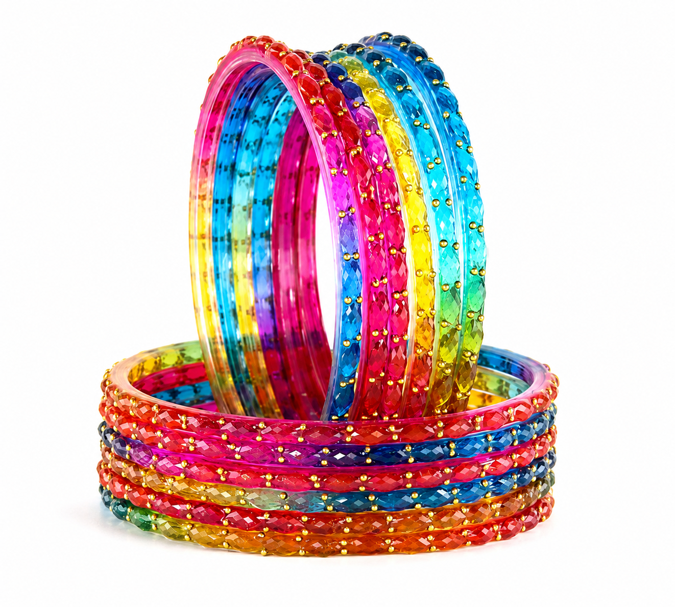 Rainbow Glass Bangles - 2-6 Size