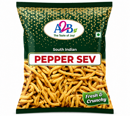 A2B Pepper Sev 200g || Spicy & Crispy Ready to Eat South Indian Snack Uk